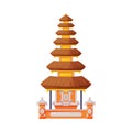 Pura Ulun Pagoda Temple as Bali Traditional Cultural Attribute Vector Illustration