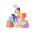 Purchase of goods using online store. Shopping vector illustration