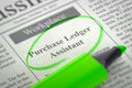 Purchase Ledger Assistant Job Vacancy. 3D.