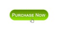 Purchase now web interface button clicked with mouse, green color, marketing