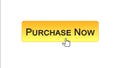 Purchase now web interface button clicked with mouse, orange color, marketing