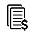 Purchase order, prices icon. Black vector graphics Royalty Free Stock Photo