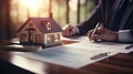 Purchase: a realtor sign a mortgage contract for customers who are ready to start a new chapter in