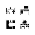 Purchasing furniture black glyph icons set on white space Royalty Free Stock Photo