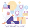 Purchasing Innovation. Flat Vector Illustration Royalty Free Stock Photo
