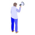 Purchasing manager megaphone icon, isometric style