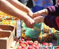 Purchasing produce. Royalty Free Stock Photo