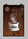 Pure coffee advertisement brown design cup leaves
