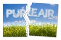 Pure air concept image against a green wild grass on sky background