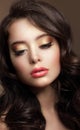 Pure Beauty. Portrait of Young Brunette with Glossy Makeup