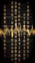 A pure black background with golden binary code and waveform, representing concepts in data science or artificial intelligence Royalty Free Stock Photo