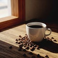 Pure Black Coffee with Premium Arabica Beans Royalty Free Stock Photo