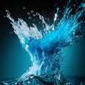 Pure blue water splash. Digital generated realistic illustration