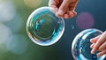Pure bubble with hand generate ai Royalty Free Stock Photo