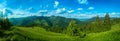 Pure clean air of alpine meadow beautiful panorama. Carpathians