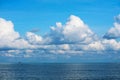 Pure clear blue sky huge white gray cloud and sunlight shiny on tropical on sea Royalty Free Stock Photo
