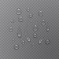 Pure clear water drops realistic set isolated on transparent background, vector illustration Royalty Free Stock Photo