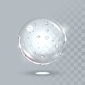 Pure clear water drops on surface. Vector realistic droplets spray. Royalty Free Stock Photo