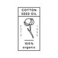 Pure Cottonseed Oil Liner labels and badges - Vector Icon, Sticker, Stamp, Tag Cotton Flower - Natural Organic Oil Logo Royalty Free Stock Photo