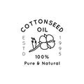 Pure Cottonseed Oil Liner labels and badges - Vector Icon, Sticker, Stamp, Tag Cotton Flower - Natural Organic Oil Logo