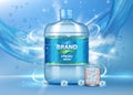 Pure drinking water ad vector realistic illustration