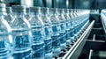 Pure Drinking Water Bottles on Conveyor Belt - Generative AI Royalty Free Stock Photo