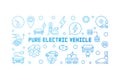 Pure electric vehicle blue modern outline vector banner