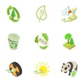 Pure energy icons set, isometric style