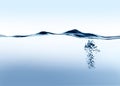 Pure fresh blue water wave with bubbles background Royalty Free Stock Photo