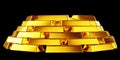 Pure gold: bullions or bars stack isolated