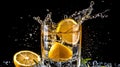 Pure lemon water in a glass with water splash close up Royalty Free Stock Photo