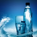 Pure mineral water against ocean surface