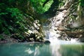 Pure mysterious mountain lake among southern jungle