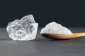 Pure natural white crystal bath or rock salt with food or sea salt Royalty Free Stock Photo