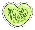 Pure Nature, Organic Product, Heart Shaped Sticker