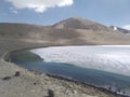 Sand covering lake in the mountain Royalty Free Stock Photo