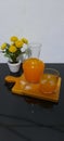 Pure Orange juice with ice Royalty Free Stock Photo