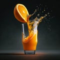 Pure orange juice pouring on glass Royalty Free Stock Photo