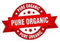 pure organic round ribbon isolated label. pure organic sign.