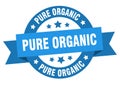 pure organic round ribbon isolated label. pure organic sign.