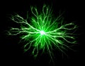 Pure Power and Electricity Green PLasma Burning Brightly