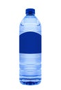 Pure still water in blue plastic bottle with an empty label Royalty Free Stock Photo