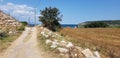 Pure stone pathway in the ancient city of Parion, Canakkale, TÃ¼rkiye