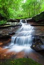 Pure tropical waterfall in primeval forest in rainy season