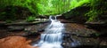 Pure tropical waterfall in primeval forest in rainy season