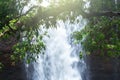 Pure tropical waterfall on rainy morning Royalty Free Stock Photo