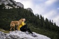 Pure and trustful relationship between a dog and a woman