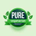 Pure vegetarian product green leaves label design