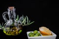 Pure virgin olive oil with olives