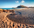 Pure water creek flow directly into the Mediterranean sea. Fabulous spring view of popular tourist destination - Acropoli di Bithi